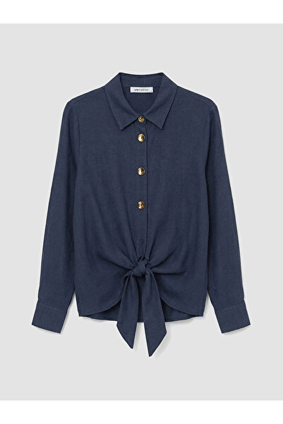 LC Waikiki Γυναικείο πουκάμισο μπλε με δέσιμο μπροστά