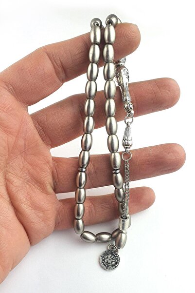OSESHOP Hematite Steel Tassel Design Natural Stone Prayer Beads