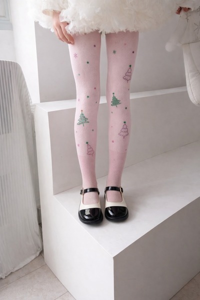 gigigiyim Çam Ağaç Detaylı Termal Kız Çocuk Külotlu Çorap