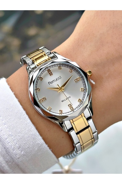 Ferrucci Special Design Steel Band Silver-Gold Color Women Wristwatch Frc2030Mr