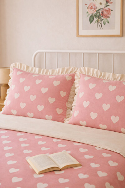 GÖRMEZ TEKSTİL Set of 2 Ruffled Pillowcases Pink 50X70 cm – Stylish and Durable