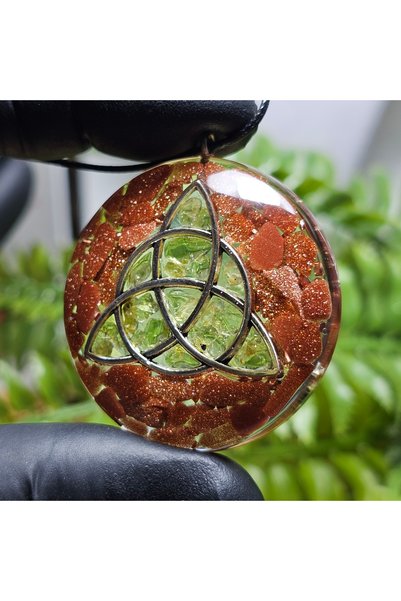 Singincraft Korean Leather -Star Stone - Triquetra Orgonite Pendant - (Handmade Design Products)