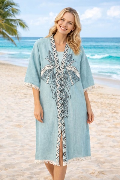 PAMUKLU 3 KATLI MÜSLİN PEŞTEMAL KAFTAN