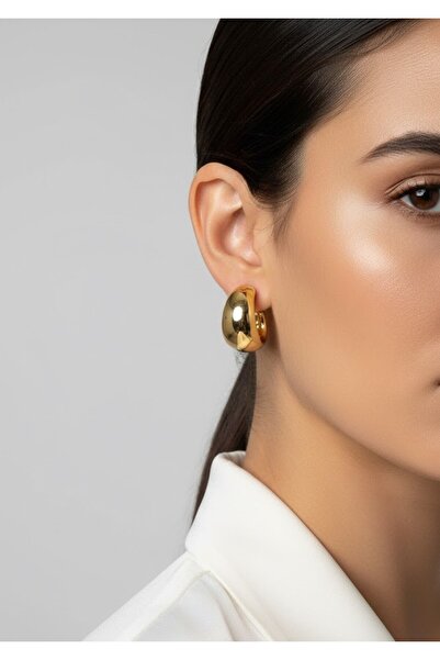 Rednose Yeni Model Ultra Hafif Tasarım Bottega Damla Gözyaşı Halka Geniş Gold...