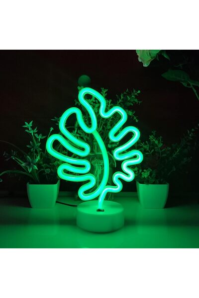 Slasa لوحة نيون على شكل ورقة شجر، تعمل ببطارية USB/AA، مزودة بإضاءة LED للمكت...