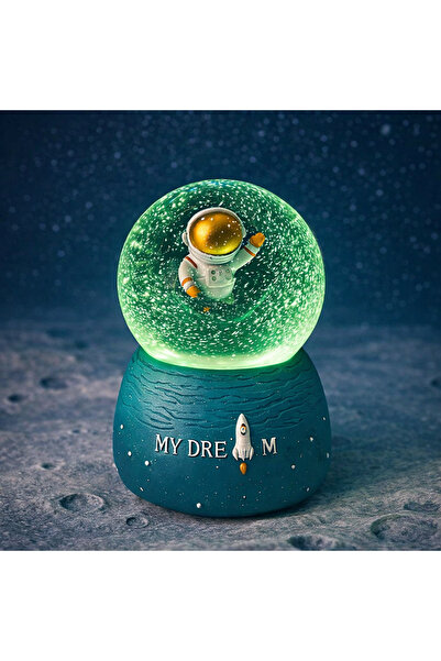 Nobbystar Renkli LED Işıklı Müzikli 360° Dönen Astronotlu Kar Küresi – Gece L...