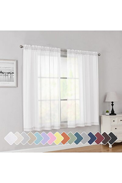 Genericc ستائر سيمبل براند البيضاء الشفافة القصيرة 45 بوصة للنوافذ الصغيرة