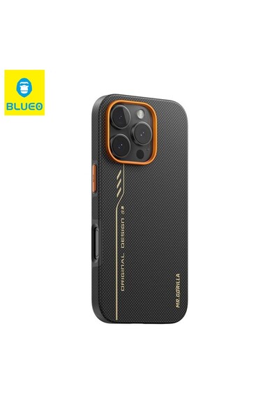 BLUEO İphone 16 Pro Magsafe Uyumlu Wrapped Aramid Fiber Turuncu Telefon Kılıfı