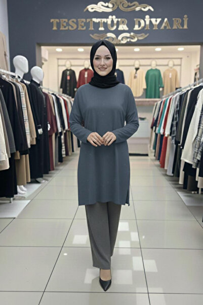 Tesettür Diyarı تونيك من قماش المودال مقاس كبير - مدخن