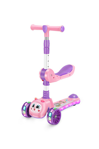 Generic سكوتر للأطفال 3 في 1 مزود بمقود قابل للتعديل، ومقعد قابل للطي، وعجلات...