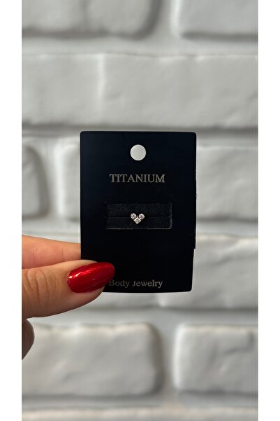 alysa jewelry Titanyum zirkon taşlı kalp Piercing Tragus heliks conch