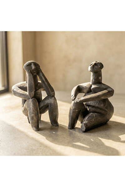ArkeoArt Design ilkel Düşünen Adam ve Oturan Kadın Seti