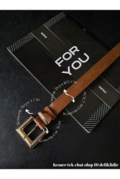 Fiori Gold Square Buckle Bridged Women's Belt, Trouser Belt, Coat Belt, Dress...