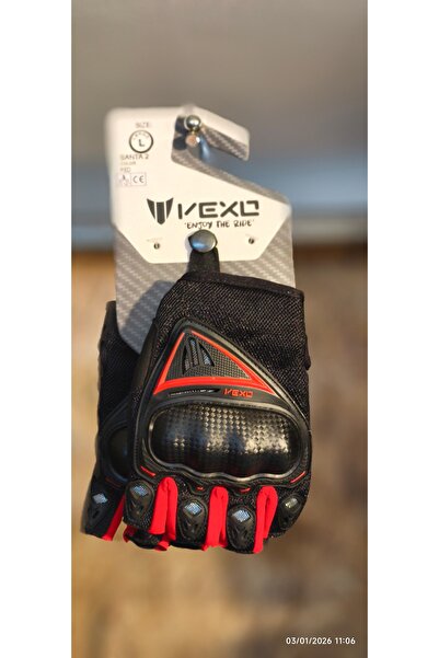 Vexo SANTA 2 MOTOSİKLET ELDİVENİ YARIM KIRMIZI