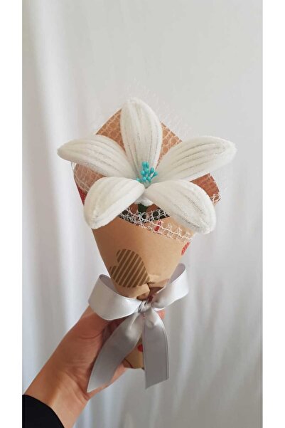 Badem Hediyecilik El Yapımı Zambak Şönil Çiçek Buket – Dekoratif, Solmayan, H...