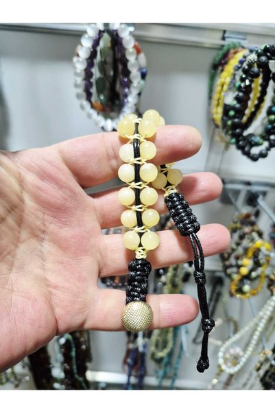 güleçdoğaltaş Yellow Calcite Natural Stone Braided Bracelet – Compatible with 18-19-20 cm – Adjustable
