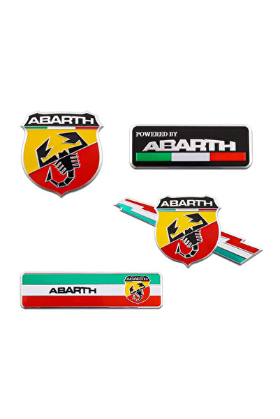 KOTO Fiat Abarth Logo 3D Alüminyum Etiket Abarth Amblem Rozet Çıkartma 4 Parç...