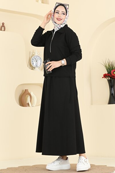 ModaMerve Tuniği Bağcıklı Modal Takım 2636MSZ1172-MS Siyah