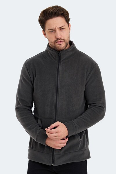 Slazenger Men's Dark Gray Fleece Jacket Casual Use Fleece Jacket Gray