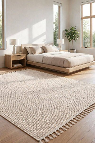 Homz S256 - BEJ Buklem Koleksiyonu Bukle Halı – Salon Halısı, Mutfak Halısı, ...