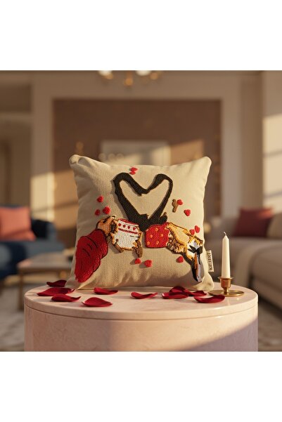 Go Veform Husă pentru pernă cu tematică dragoste, brodată, 2 bucăți, 43x43 cm...