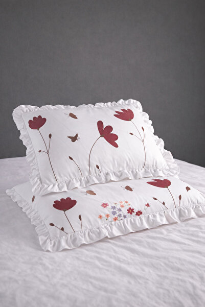 GÖRMEZ TEKSTİL طقم من 2 غطاء وسادة مكشكشة بتصميم نسيم الربيع مقاس 50x70 سم - ...