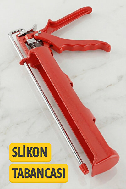 Badem10 Dayanıklı Metal Silikon Mastik Tabancası Kırmızı Renkli