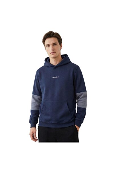 trender Hooded Kangaroo Pocket with Armholes 3 Thread Men's Sweat 5731 Indigo