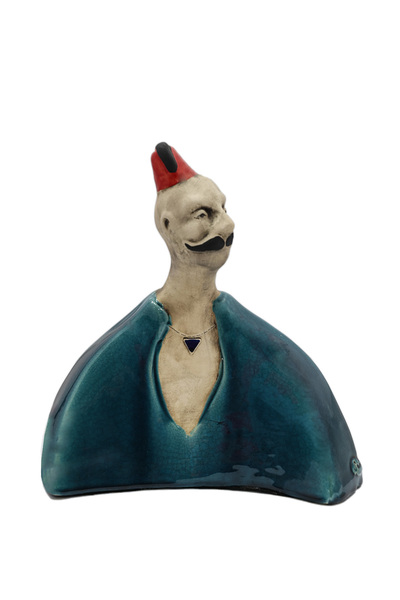 Generic Blue Ceramic Sculpture Bust – Modern Artistic Figurine for Home, Offi...