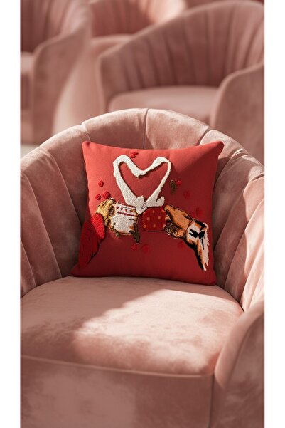 Go Veform Love Themed Punch Embroidered 2-Piece Throw Pillow Cover 43X43 cm |...