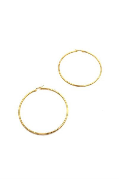 MENESSA Steel hoop earrings - 7 cm - gold