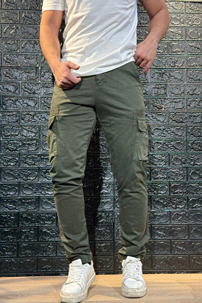 sunfyre Men's 100% Cotton Gabardine Stretch Fabric Fabric Slim Fit Cargo Pants