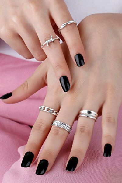 Ervalina مجموعة من 5 خواتم من حجر الباجيت وخواتم المفاصل