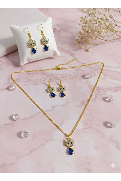 Shiklik طقم مجوهرات على شكل قطة مرصع بالأحجار مع سلسلة طويلة - طقم قلادة وأقر...