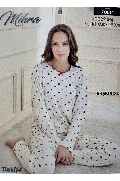 Mihra KAŞKORSE KALP DESENLİ KADIN PİJAMA TAKIMI