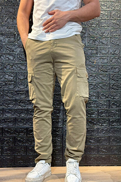 sunfyre Men's 100% Cotton Gabardine Stretch Fabric Fabric Slim Fit Cargo Pants