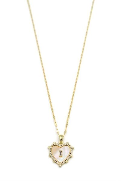 MENESSA قلادة على شكل قلب لؤلؤي - ذهبي