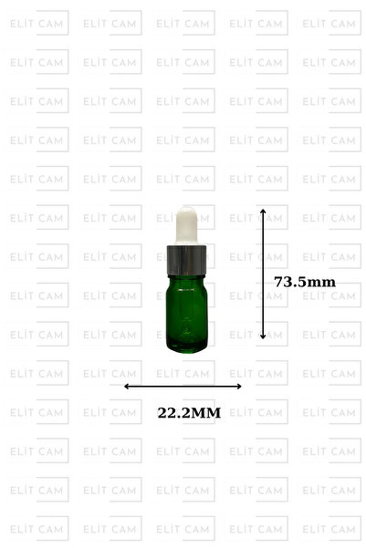 Elitcam 5 CC YEŞİL CAM DAMLALIKLI ŞİŞE - BEYAZ EMZİK ( 10 ADET )