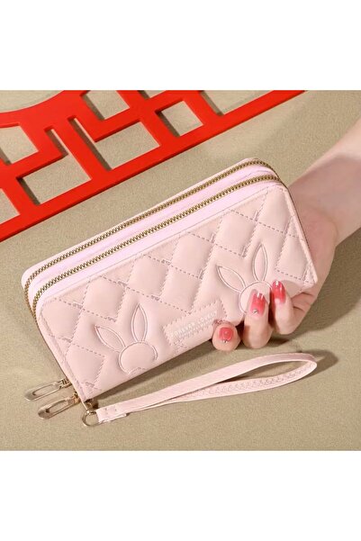 MORESUN Kadın Moda Geniş Uzun Pembe Cüzdan