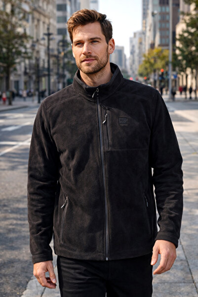 REMSA Men's Fleece Front Zip Single Top Jacket 9527 Black