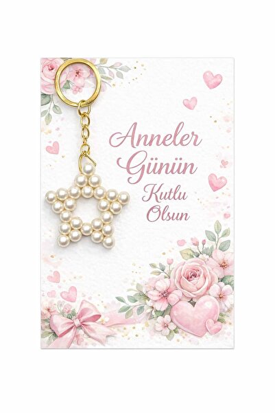8mm 10pcs Mother's Day Pearl Star Keychain