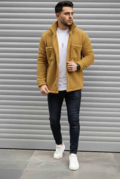 STILL GİYİM Unisex Regular Fit Pocket Detailed Buttoned Plush Jacket