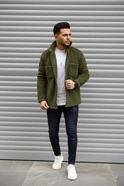 STILL GİYİM Unisex Regular Fit Pocket Detailed Buttoned Plush Jacket