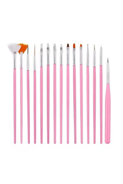 Pink Nails Set of 15 Pink Nail Brushes