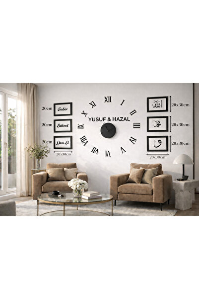 Genel Markalar Salon için duvar saati seti 6 li çerçeve 20*30 ve Roma rakamlı...