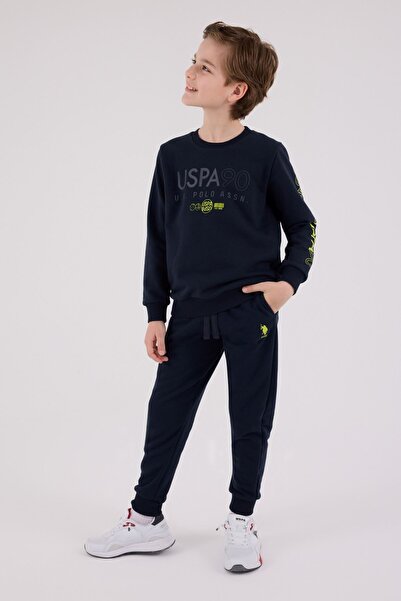 U.S. Polo Assn. بدلة الصبيان باللون الأزرق الداكن