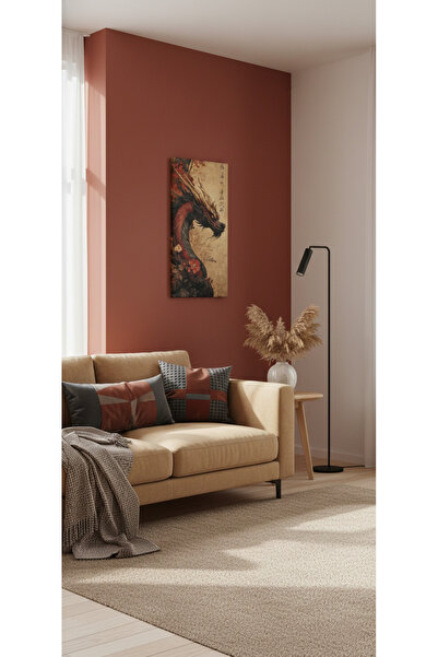 YTD ART DESİGN Ejderha Temalı Tablo Kanvas Dikey Tasarım