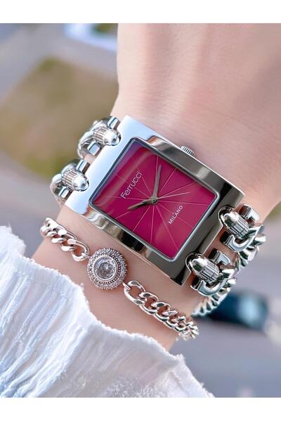 Ferrucci Chain Design Steel Cord 30 Mt Water Resistant Women's Wristwatch+Bra...