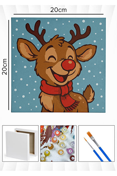 Corvo Sayılarla Boyama 20x20 Cm Tuval Seti Fırça Boya Dahil Çıtaya Gerili - K...