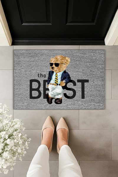 Dormot سجادة مدخل حديثة مطبوعة رقميًا - تيدي بير ذا بيست - سجادة مدخل 70x45 سم